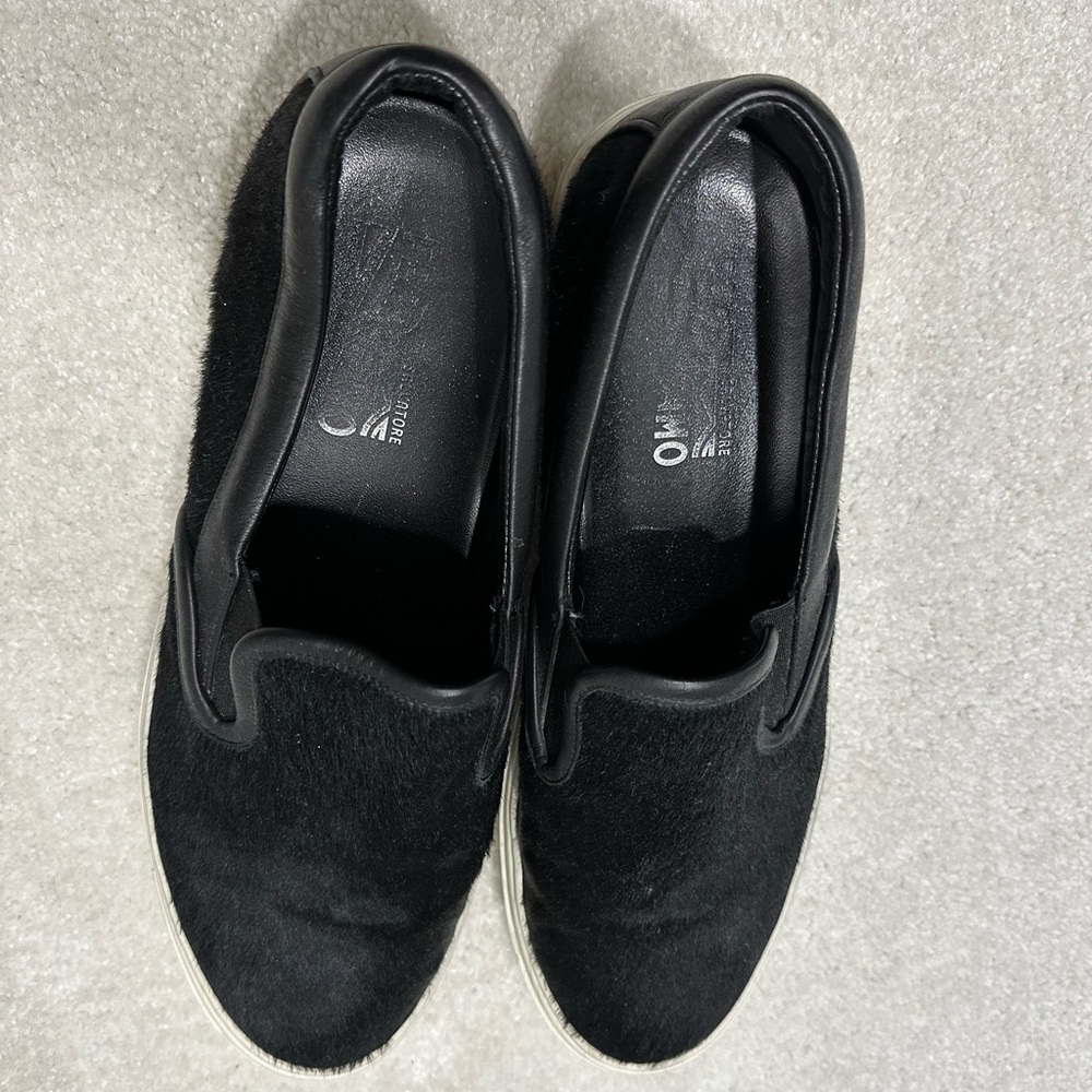 Salvatore Ferragamo loafers with faux fur. Worn a handful of times.
